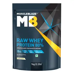 MuscleBlaze Raw Whey Protein Concentrate 80% with Added Digestive Enzymes for Muscle Recovery icon