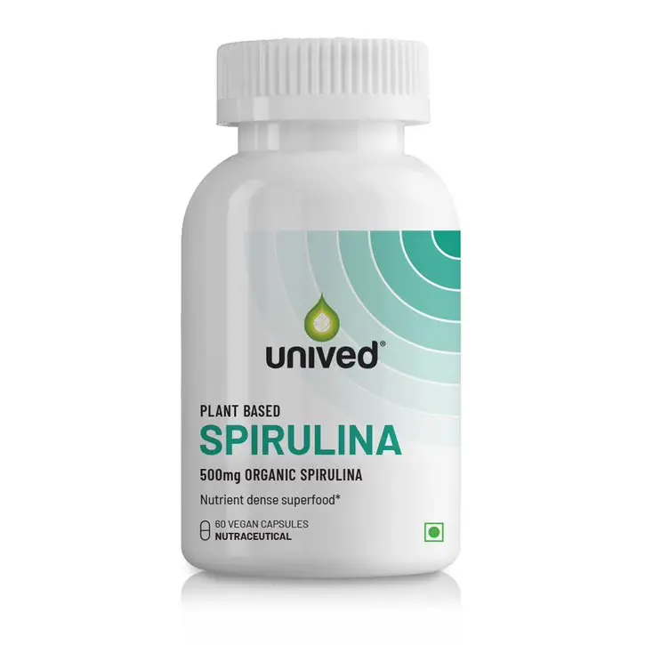 Unived Organic Spirulina for Strengthening Daily Immunity And Metabolism - Pack of 1 (60 Capsules)