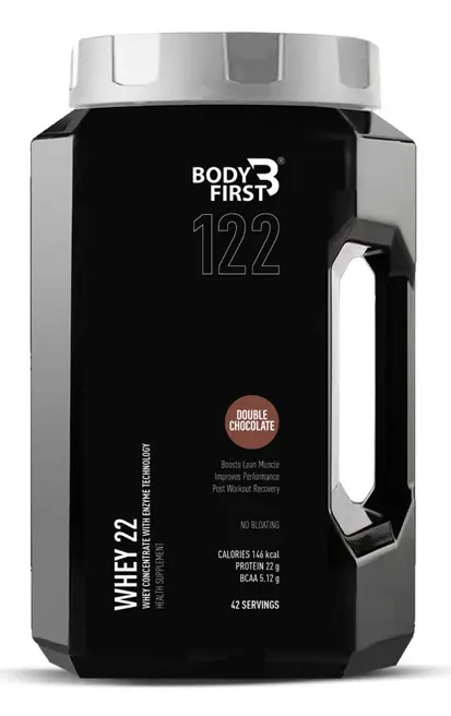 Bodyfirst Whey 22, 42 Servings - Boosts Lean Muscle,Improves Performance,Post workout Recovery - 2 Kg - Double Chocolate
