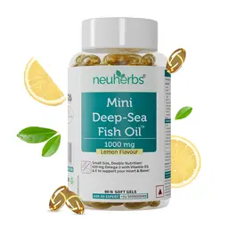 Neuherbs - Mini Deep Sea Fish Oil Omega 3 - 1000 mg Lemon Flavour - Heart & Bone Health - No Fishy Flavour icon