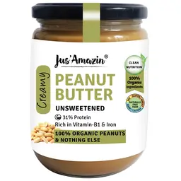 Jus Amazin - Organic Peanut Butter - with 100% Organic Peanuts for Rich in Vitamin B1 and Iron icon