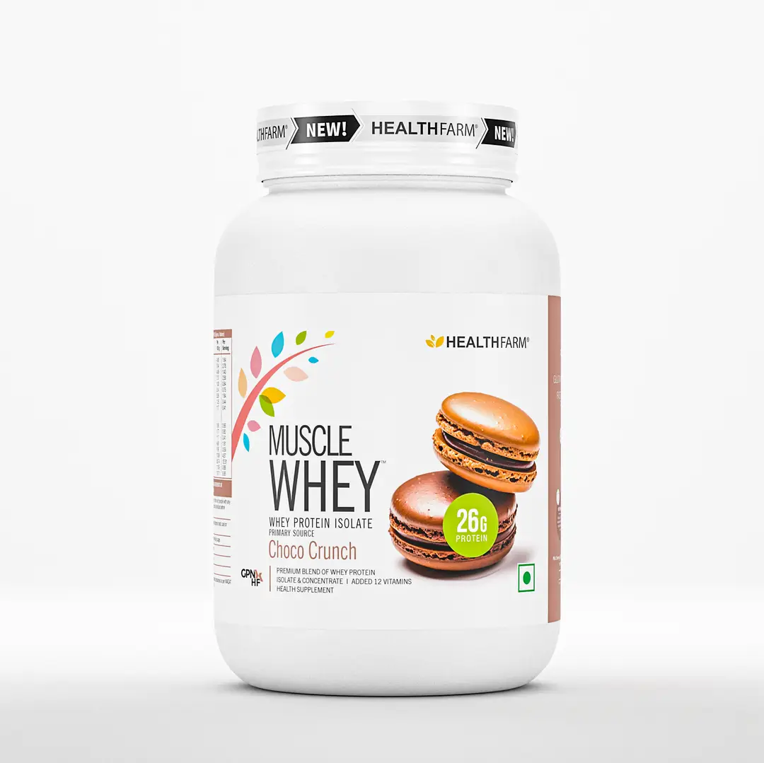 Healthfarm Muscle Whey Protein for Strength and Muscle Growth - Choco Crunch,1 Kg
