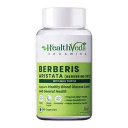 Health Veda Organics Berberis Aristata (98% Berberine) with Milk Thistle for Support Healthy Blood Glucose Level and General Health