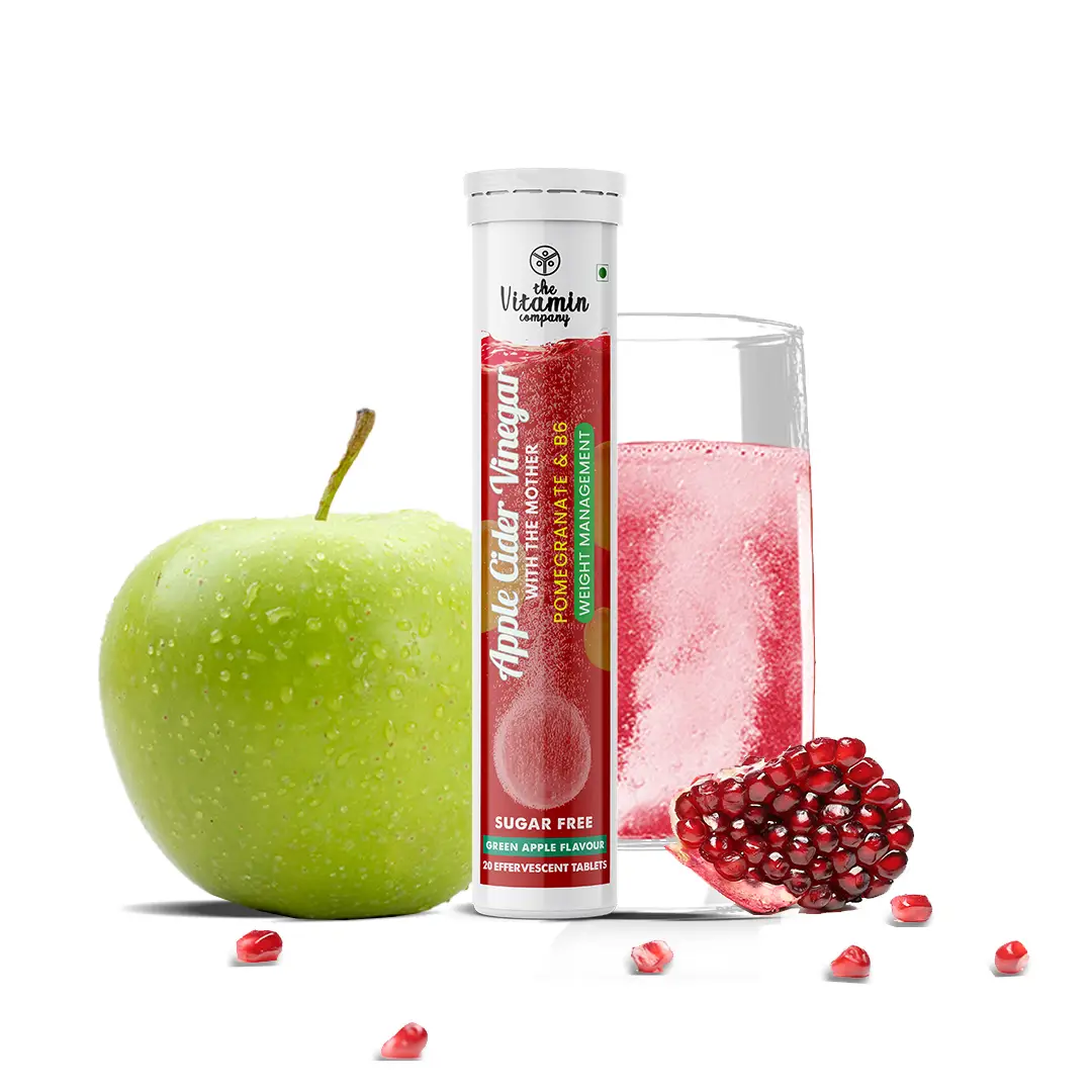 The Vitamin company - Apple Cider Vinegar with Mother for Weight Management - Green Apple Flavour - Pack of 1 ( 20 Effervescent Tablets )