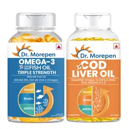 Dr. Morepen COD Liver Oil Softgels and Omega 3 Deep Sea Fish Oil Triple Strength(Combo Pack) icon