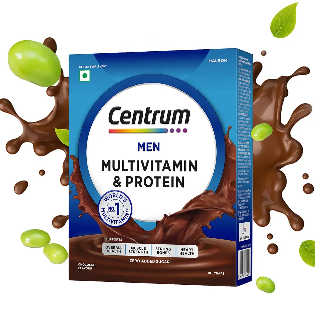 Centrum Men Multivitamin & Protein Health Drink with 24 Vitamins, Mineralsfor Overall Health - 200 gm