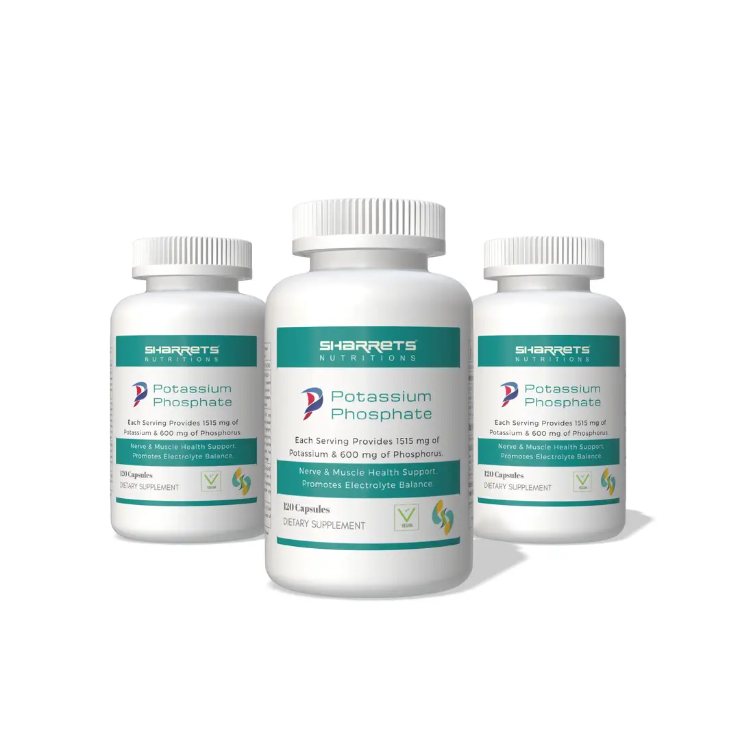 Sharrets - Potassium Phosphate dibasic Phosphorus Supplements - Pack of 3 (360 Capsules)
