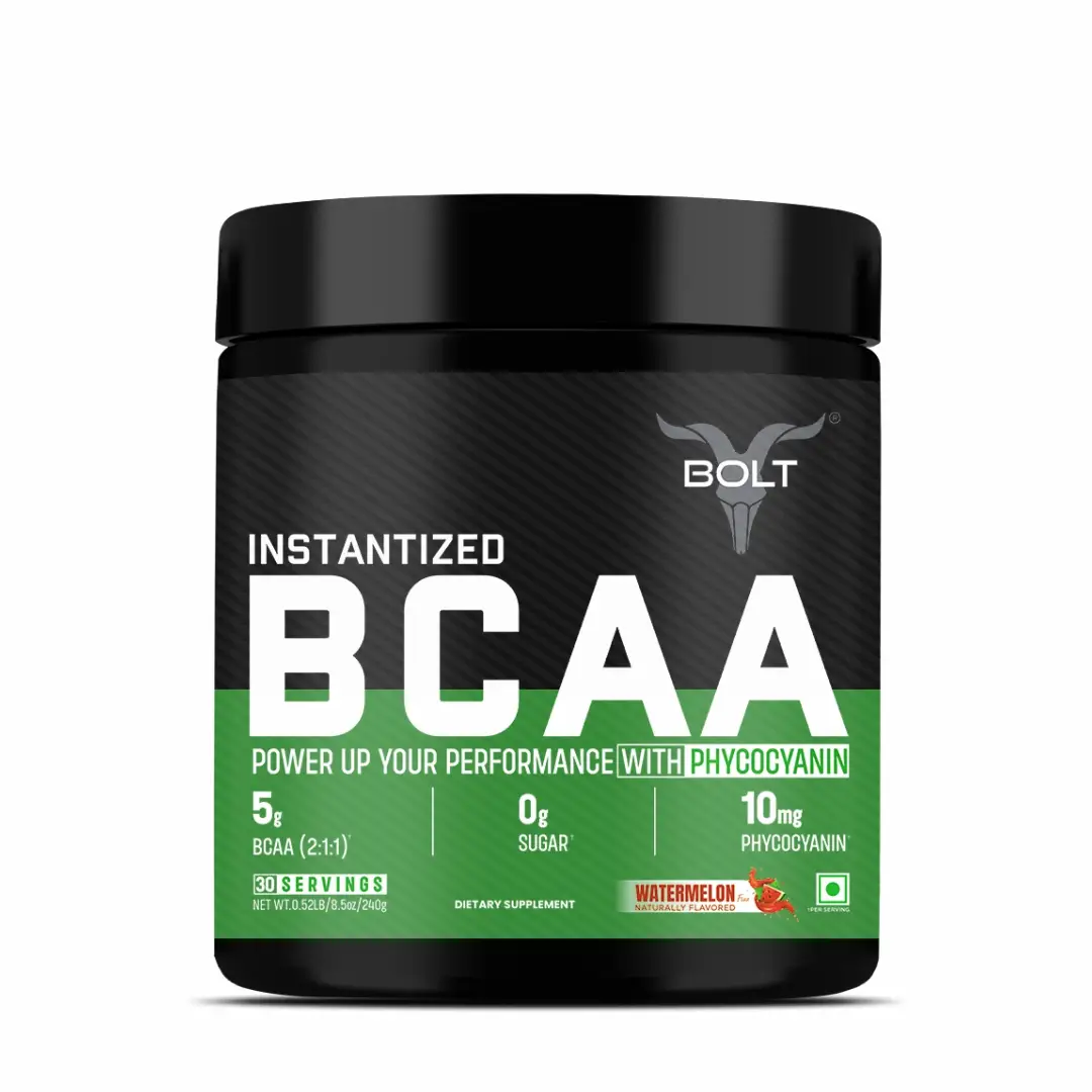 Bolt Nutrition Instantized BCAA 2:1:1 for Pre/Intra/Post Workout - Watermelon Fizz,240 gm