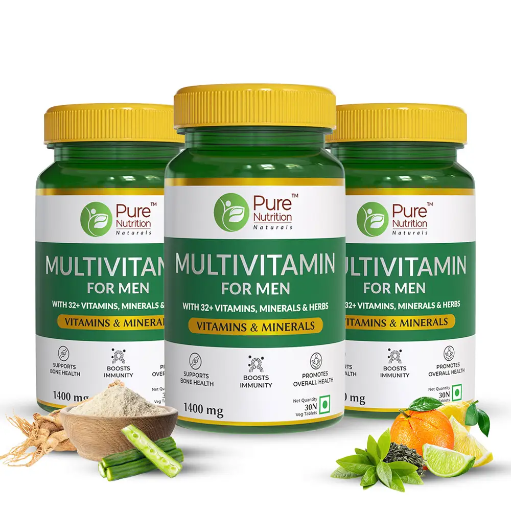 Pure Nutrition Multivitamin For Men l Men's Multivitamin For Energy and Immunity - Pack of 3 (90 Tablets)