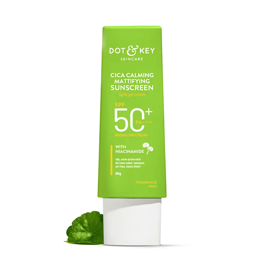 Dot & Key CICA Calming Mattifying Sunscreen SPF 50+ PA++++ with UV Protection for Oily and Acne Prone Skin - 80 gm