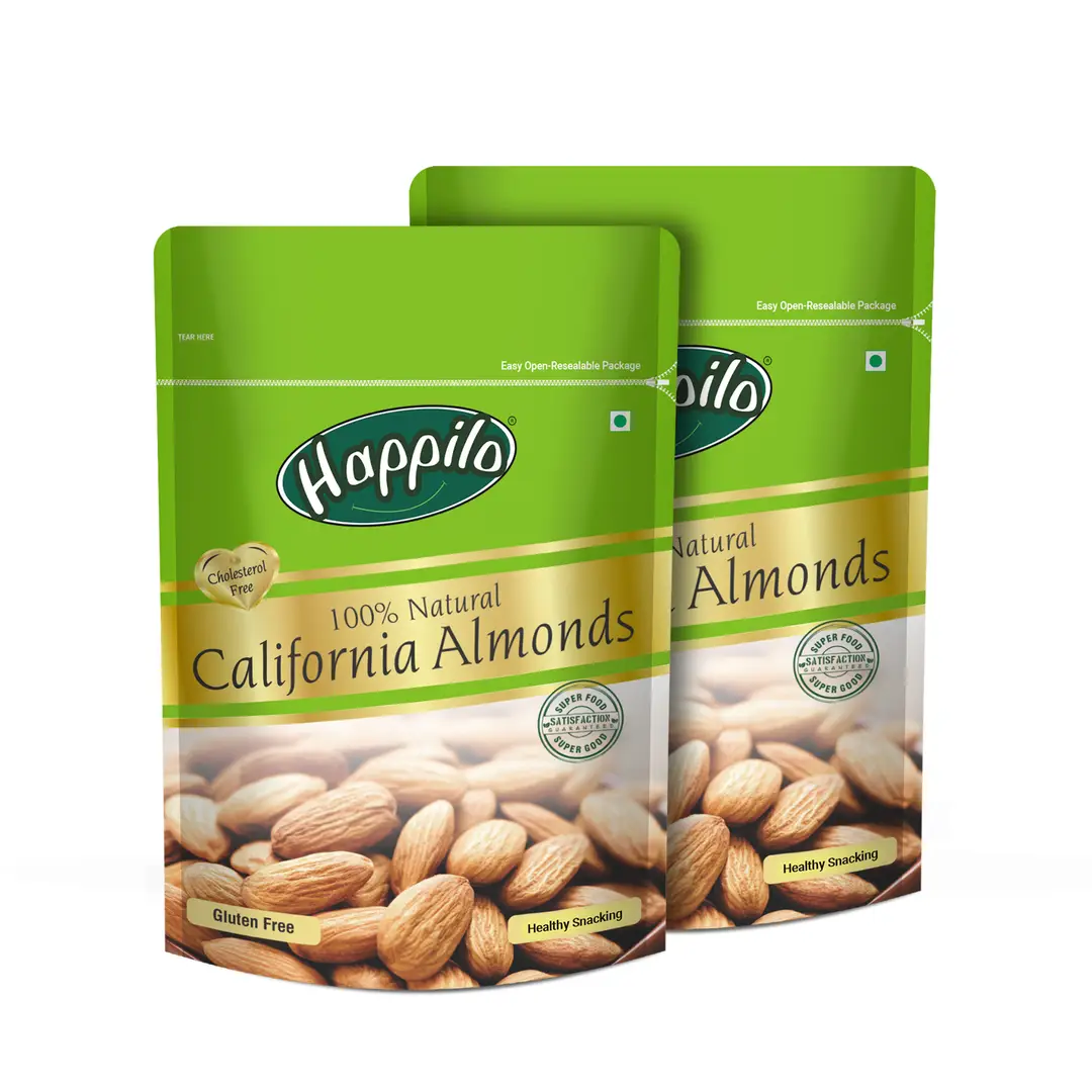 Happilo Premium Natural Californian Almonds - Pack of 2 (400 gm)