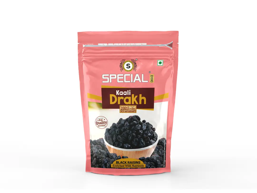 Special Choice Kali Darakh / Black Raisins (Seedless) for Lowering the Blood Sugar Levels - Pack of 1 (250 gm)