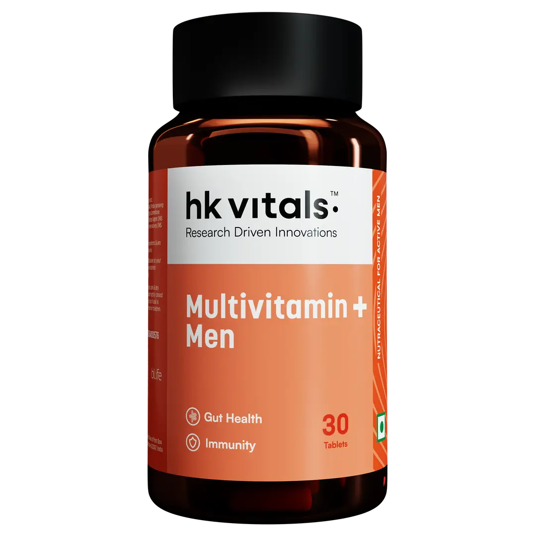 hk vitals Multivitamin Plus Men (60 Tablets) | Daily Multivitamin for Men | For Energy, Stamina, Immunity, Gut, Heart, Bone & Muscle Health - Pack of 1 (30 Tablets)