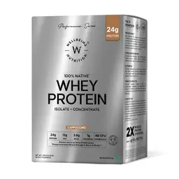 Wellbeing Nutrition Whey Protein Isolate + Concentrate with 24g Protein, 12g EAA, 5.8g BCAA for Supporting Protein Synthesis and Muscle Strength