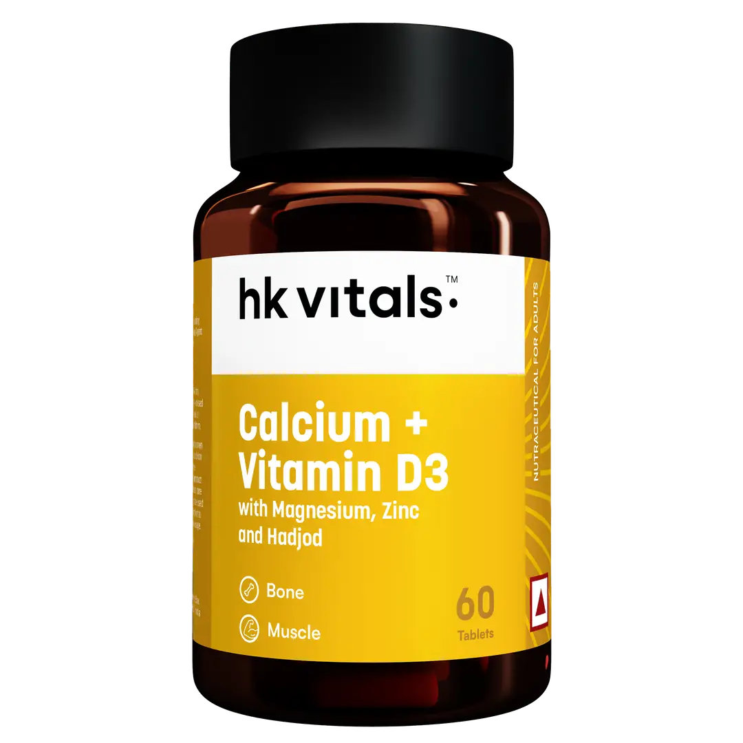 hk vitals Calcium + Vitamin D3 Supplement (60 Tablets) | With Magnesium & Zinc | For Complete Bone Health & Joint Support - Women and Men - Pack of 1 (60 Tablets)