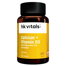 hk vitals Calcium + Vitamin D3 Supplement (60 Tablets) | With Magnesium & Zinc | For Complete Bone Health & Joint Support - Women and Men