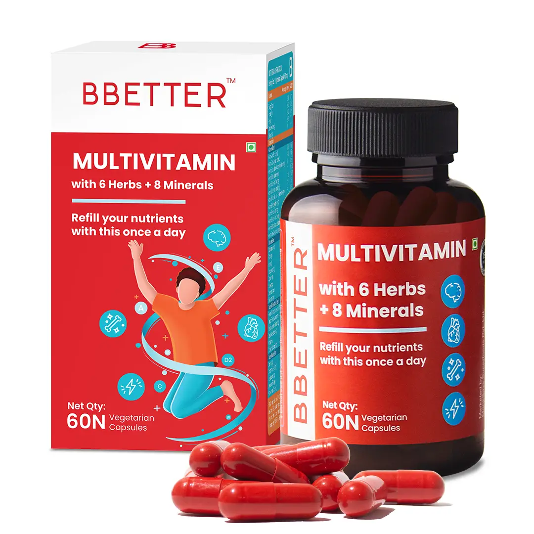 BBETTER Multivitamin Capsules with 12 Vitamins, 8 Minerals, 6 Herbs & 5 Nutraceutical Blend - Pack of 1 (60 Capsules)