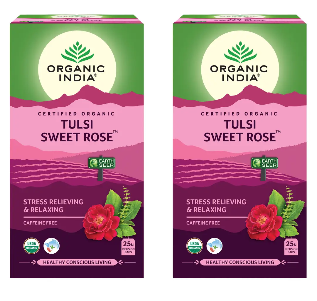 Organic India - Tulsi Sweet Rose - Pack of 2 (50 Tea Bags)