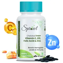 Sprowt Chelated Iron + Vitamin C, B12, Folic Acid and Zinc for Immunity icon