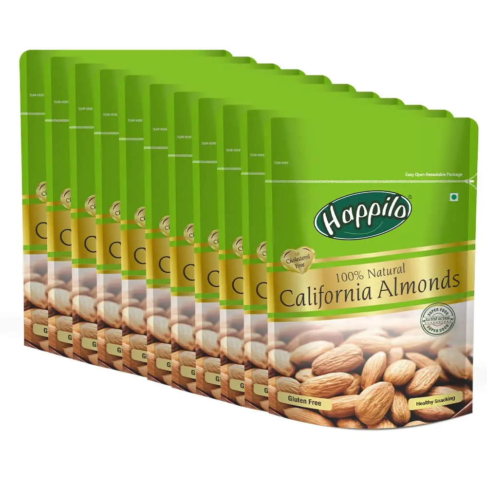 Happilo Premium Natural Californian Almonds - Pack of 10 (1000 gm)