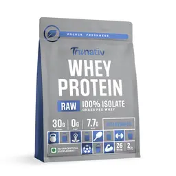 TruNativ Raw Whey Protein Isolate Powder | Unflavoured | 27g Protein 7g BCAA For Muscle Strength and Bone Health | Cold Pressed All Natural Protien Powder for Men & Women| 900g