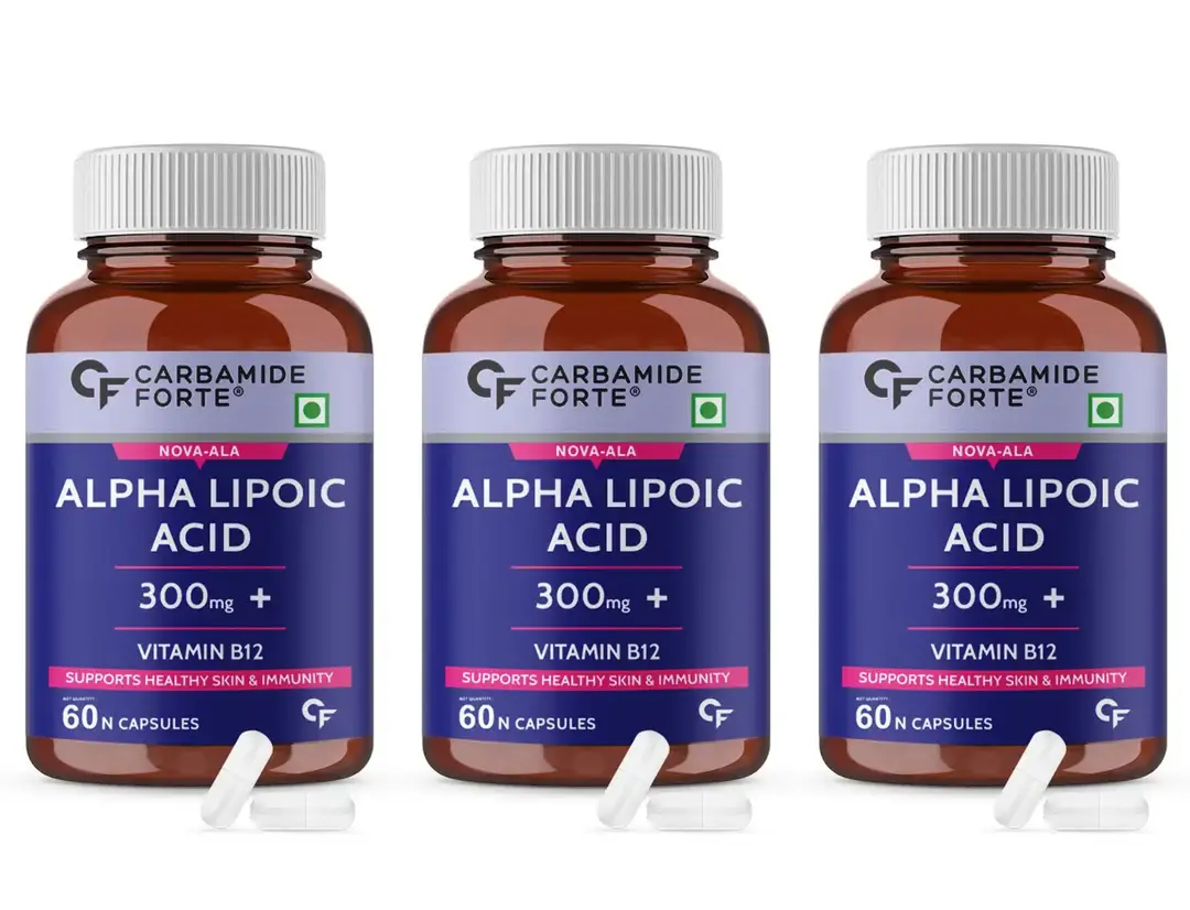 Carbamide Forte Alpha Lipoic Acid 300mg with Vitamin B12 for Max Absorption - Pack of 3 (180 Capsules)