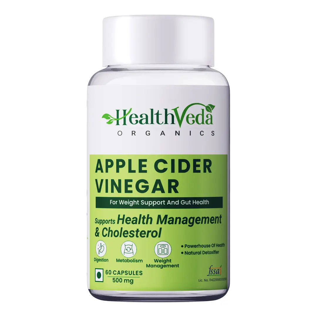 Health Veda Organics - Apple Cider Vinegar 500mg for Weight Management & Digestion (60 Capsules) - Pack of 1 ( 60 Capsules)