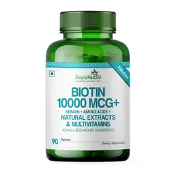 Simply Herbal Natural Biotin Vitamin B7 Capsules for Hair & Skin Enriched With Keratin + Amino Acid For Men & Women - 90 Capsules icon