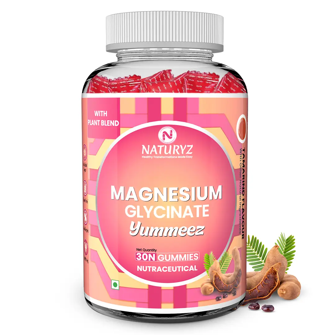Naturyz Magnesium Glycinate Gummies with Plant Blend for Muscle and Bone Health - Pack of 1 (30 Gummies)