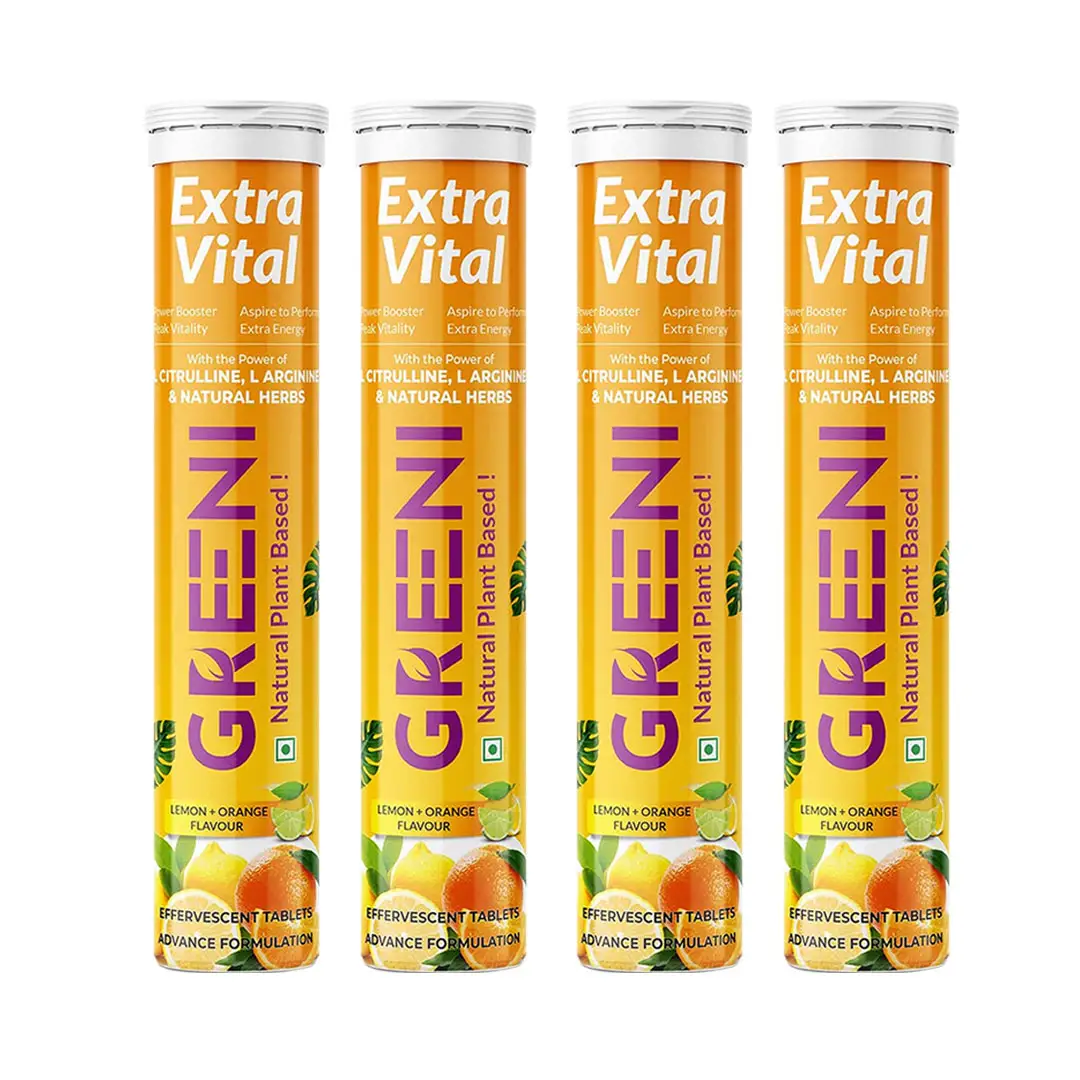 Greeni Extra Vital with L-Citrulline for Stamina and Extra Performance
- Pack of 4 (60 Effervescent Tablets)