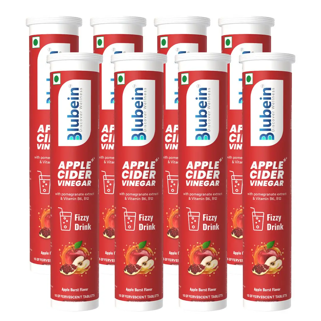 Blubein Apple Cider Vinegar with Vitamin B6 & B12 for Weight Loss and Enhances Digestion - Apple Burst,120 Effervescent Tablets