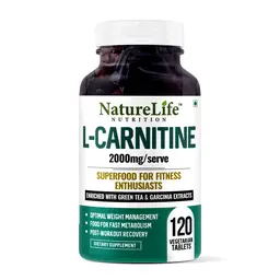 Nature Life Nutrition - L-Carnitine 2000mg/Serve | 120 Veg Tablets | With Garcinia & Green Tea Extracts | Post-Workout Recovery icon
