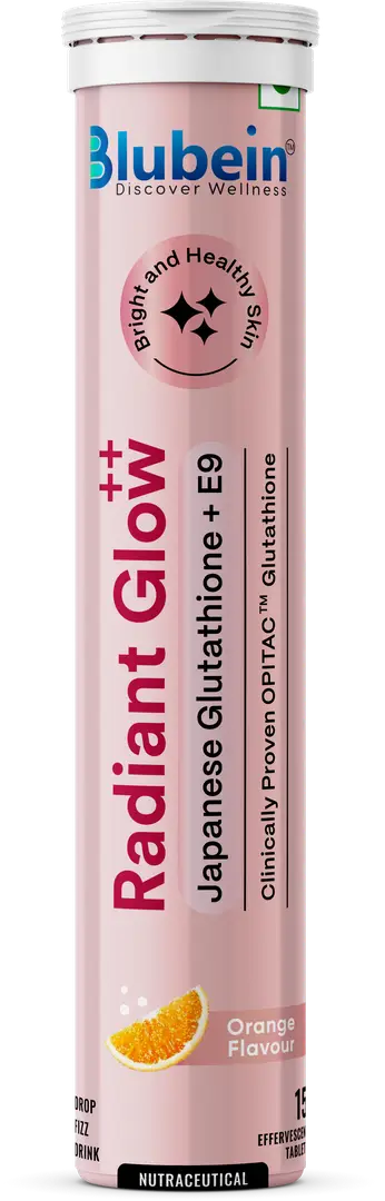 Blubein Skin Radiant Glow Drink Japanese Opitac Glutathione with Antioxidants, 600mg L-Glutathione & Vitamin C for Healthy and Glowing Skin - Pack of 1 (15 Effervescent Tablets)