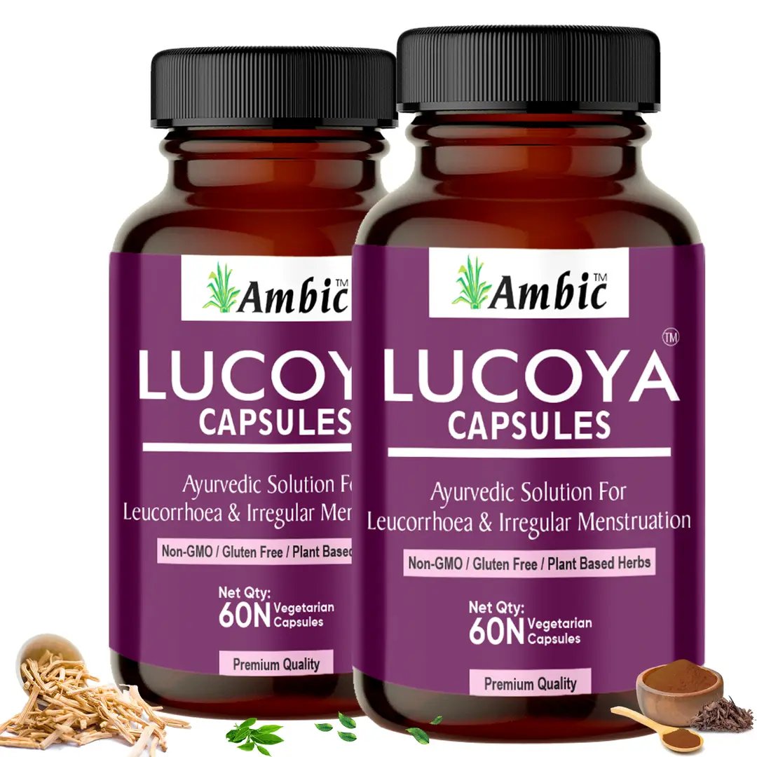 Ambic Wellness Lucoya with Ashoka,Lodhra for Leucorrhoea and Irregular Menstruation - Pack of 2 (120Capsules)