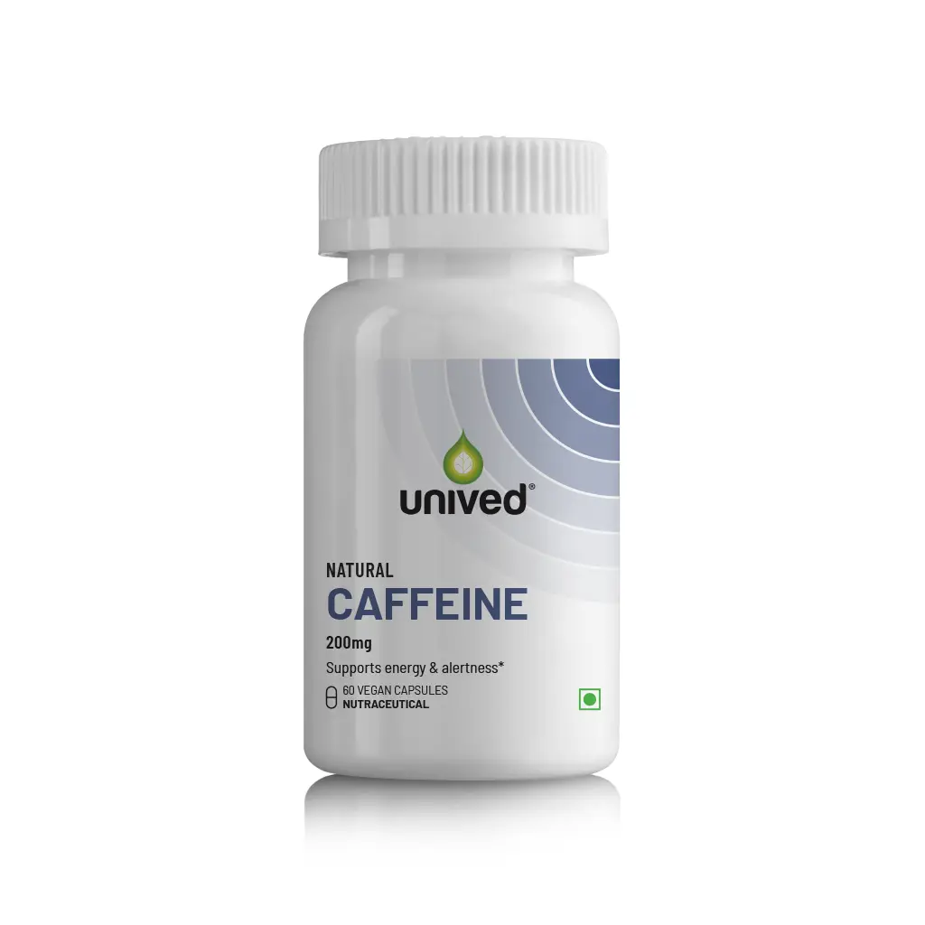 Unived Caffeine (200) for Mental Alertness, Focus, And Concentration - Pack of 1 (60 Capsules)