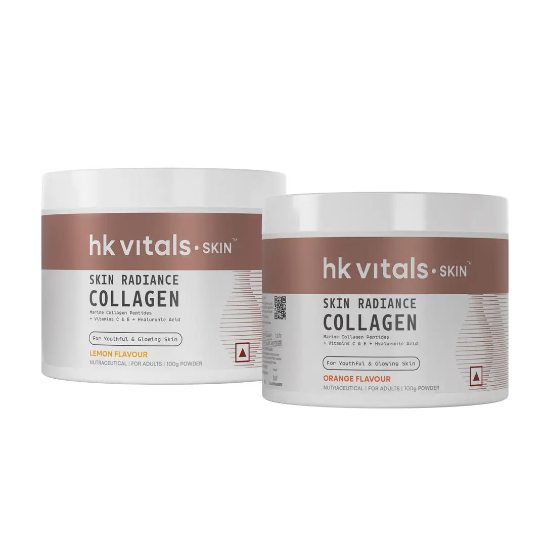 hk Vitals Skin Radiance Collagen Powder with Biotin, Vitamin C, & E for Healthy Skin, Hair and Nails - Orange & Lemon