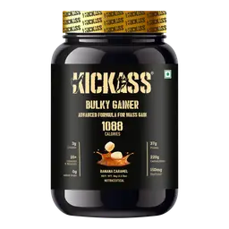 Kickass Bulky Gainer Banana Caramel With Advanced Formula for Mass Gain, 1088 Calories, 37 g protein, Enriched with Vitamins and Digestive Enzymes icon
