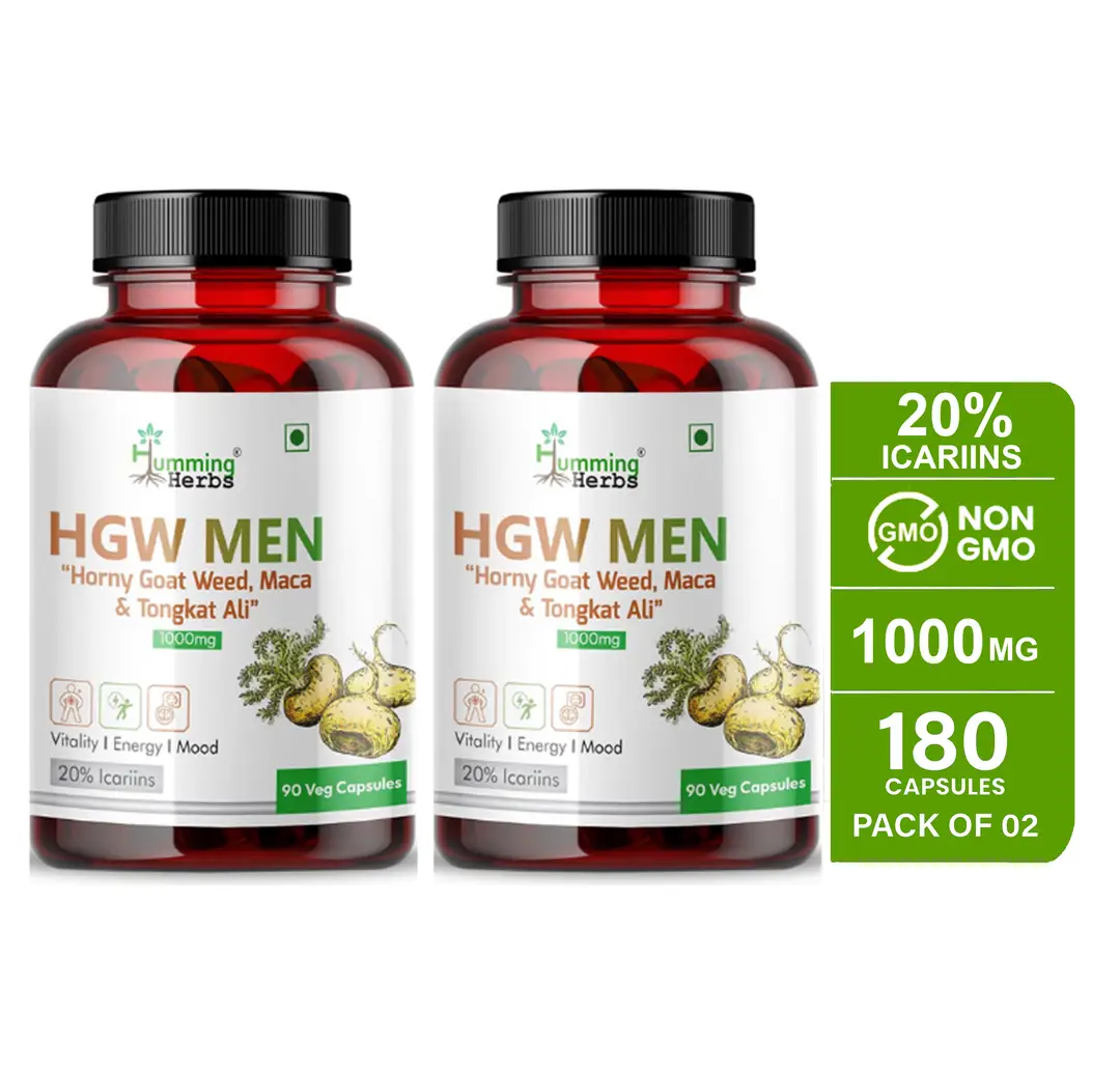Humming Herbs Horny Goat Weed Men 1000mg - Pack of 2 (180 Capsules)