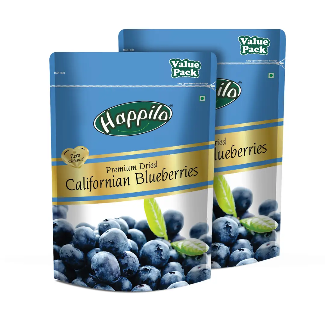 Happilo Premium Dried Californian Blueberries - Pack of 2 (1000 gm)