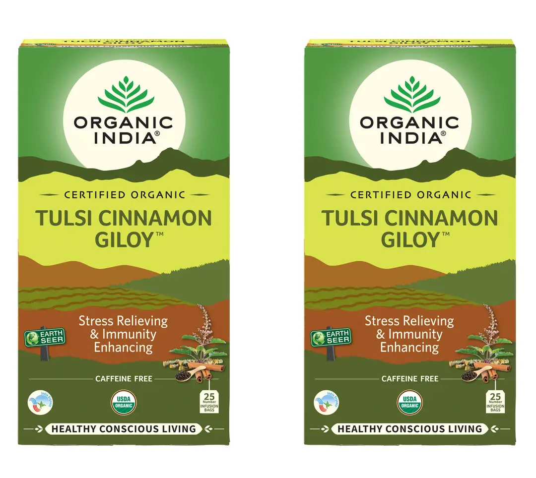 Organic India - Tulsi Cinnamon Giloy - Pack of 2 (50 Tea Bags)