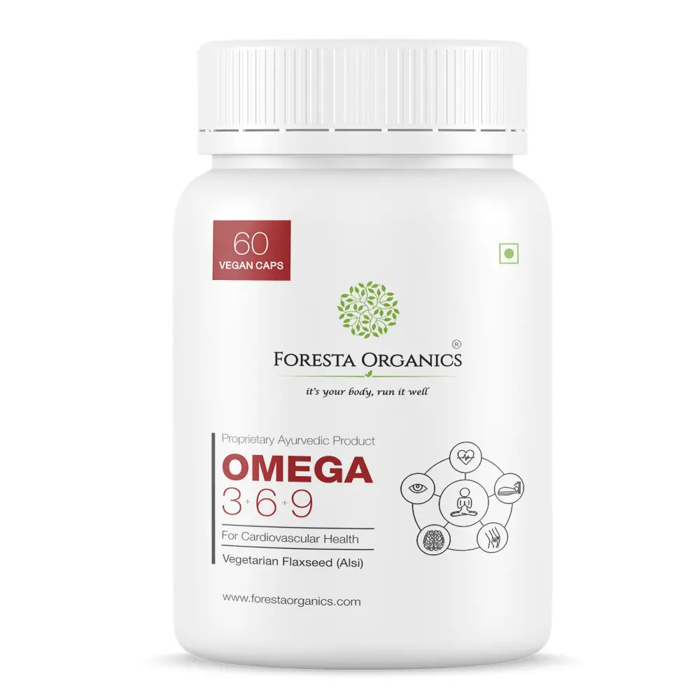 Foresta Organics - Omega 3:6:9 with Flaxseed and Safflower Extract for cardiovascular health - Pack of 1 (60 Capsules)