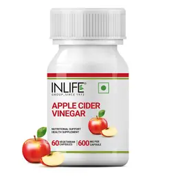 INLIFE - Apple Cider Vinegar Supplement for Weight Management, Metabolism, Detox, Gut Cleanse & Healthy Digestion, Plant Based, 600mg - 60 Vegetarian Capsules icon