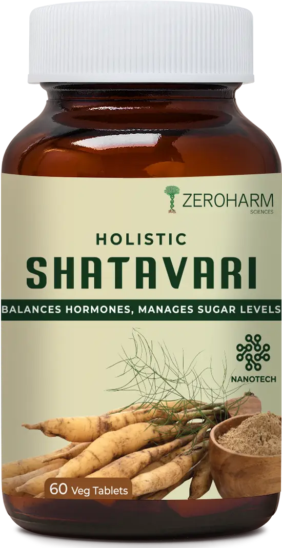 ZeroHarm Sciences - Holistic Shatavari - With Shatavari extract - For Balanced hormones, Antioxidant effects - Pack of 1 (60 Tablets)