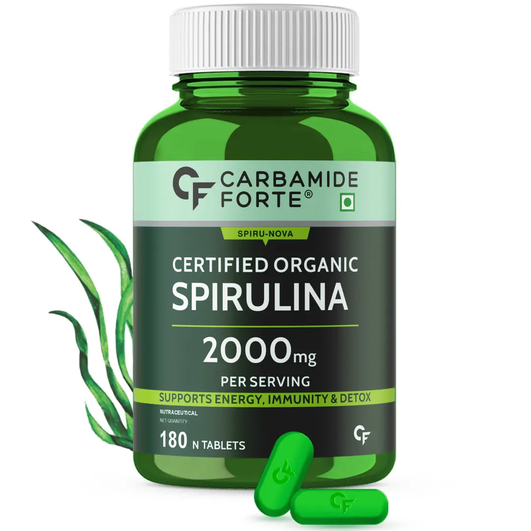 Carbamide Forte - 100% Organic Spirulina Tablets 2000mg Per Serving - Pack of 1 (180 Tablets)