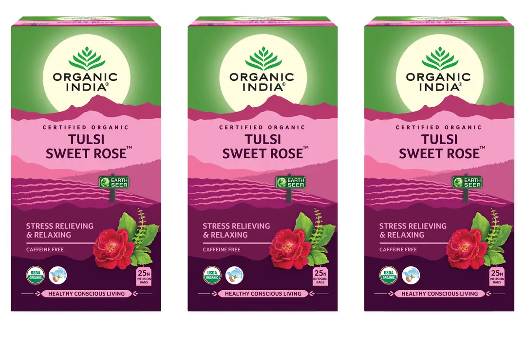 Organic India - Tulsi Sweet Rose - Pack of 3 (75 Tea Bags)