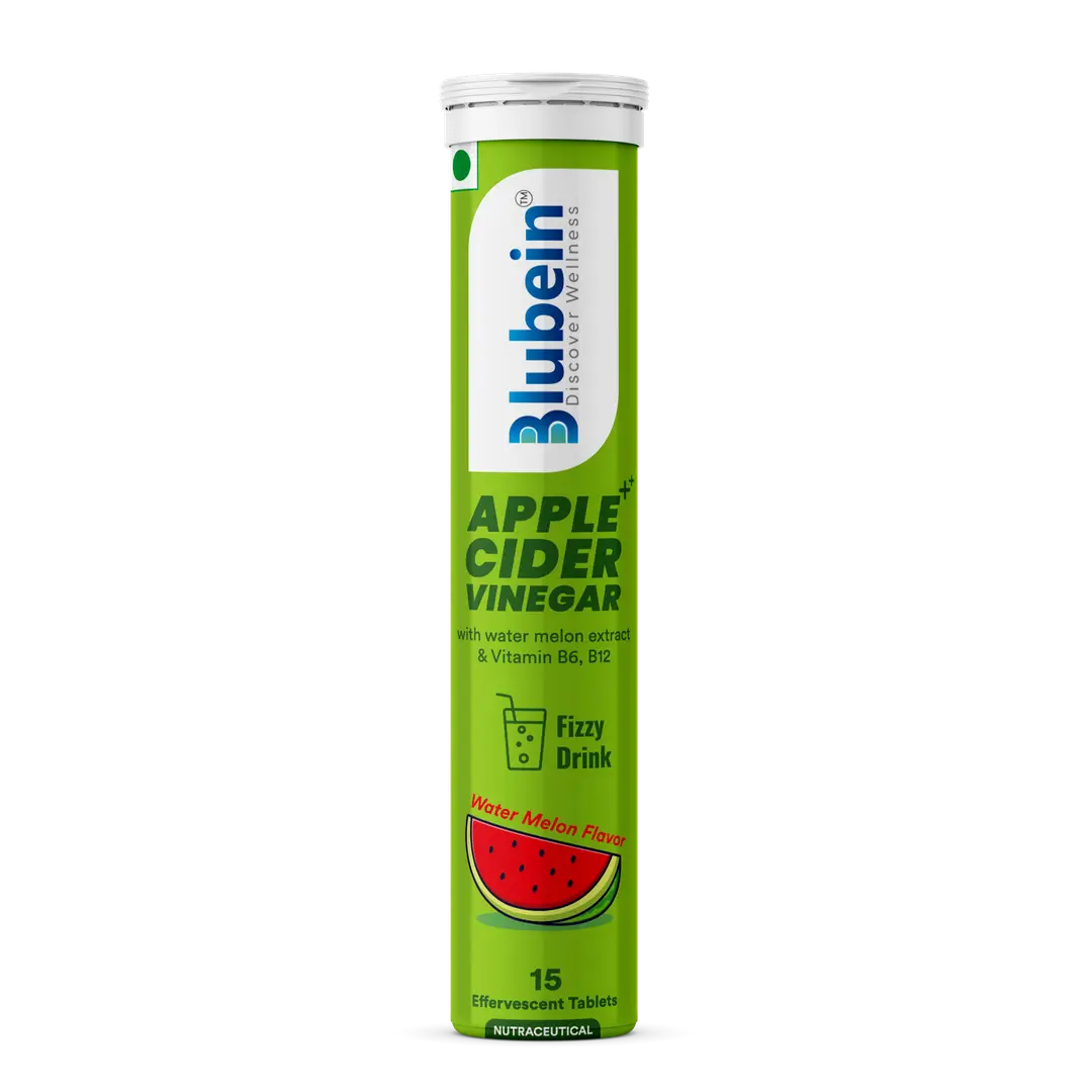 Blubein Apple Cider Vinegar with Vitamin B6 & B12 for Weight Loss and Enhances Digestion - Watermelon,15 Effervescent Tablets