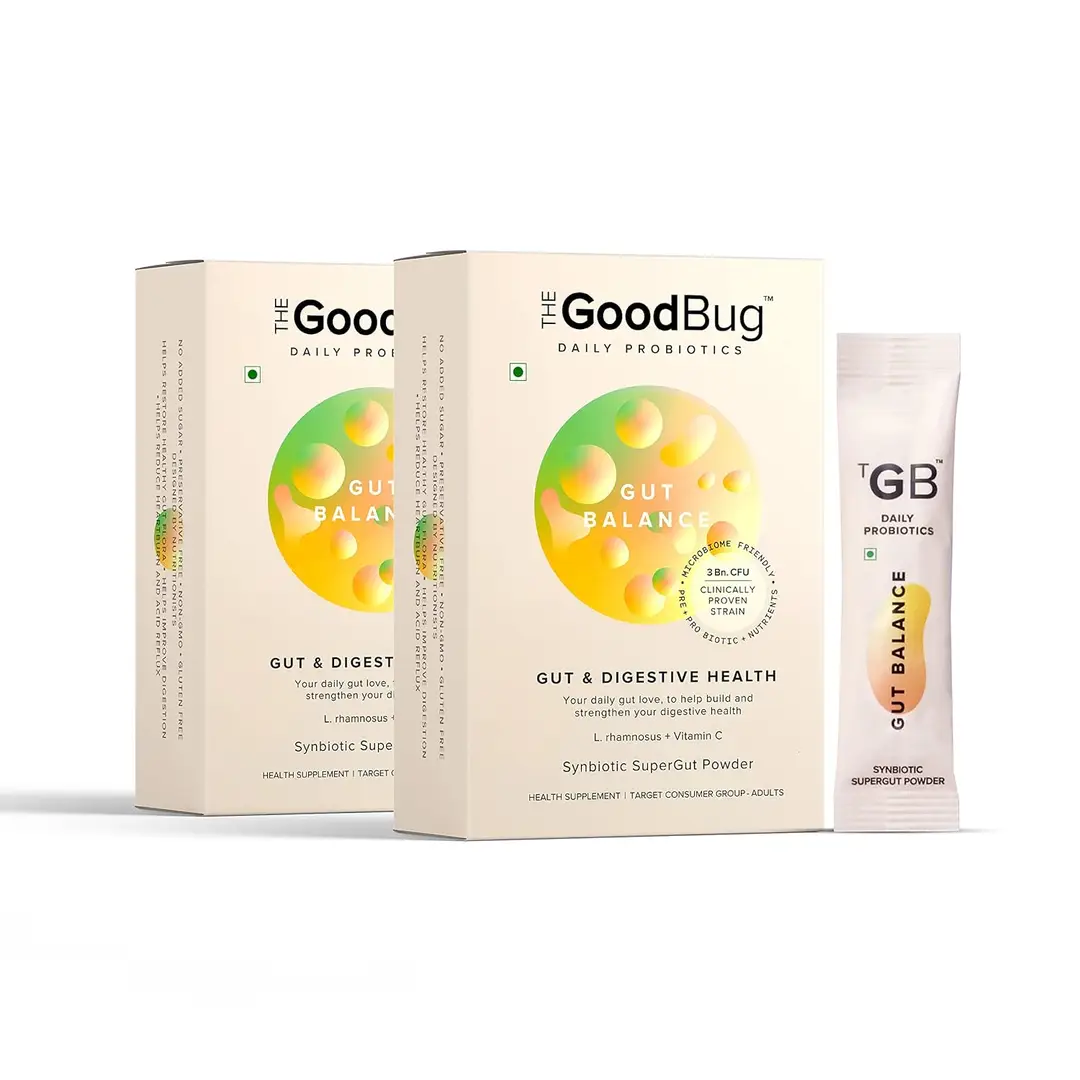 The Good Bug Gut Balance SuperGut Powder with 3 Billion CFU of Clinically Proven Strain Pre + Probiotic + Nutrients for Balancing Gut and Improves Digestive Health - Pack of 2 (30 Sachets)