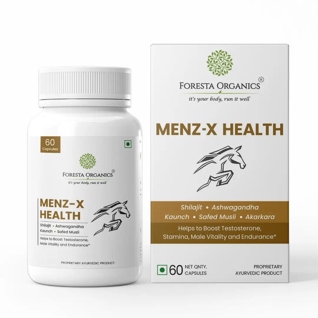 Foresta Organics - Menz-X Health with Shilajit, Ashwagandha, Kaunch & Safed Musli for Energy and Performance - Pack of 1 (60 Capsules)
