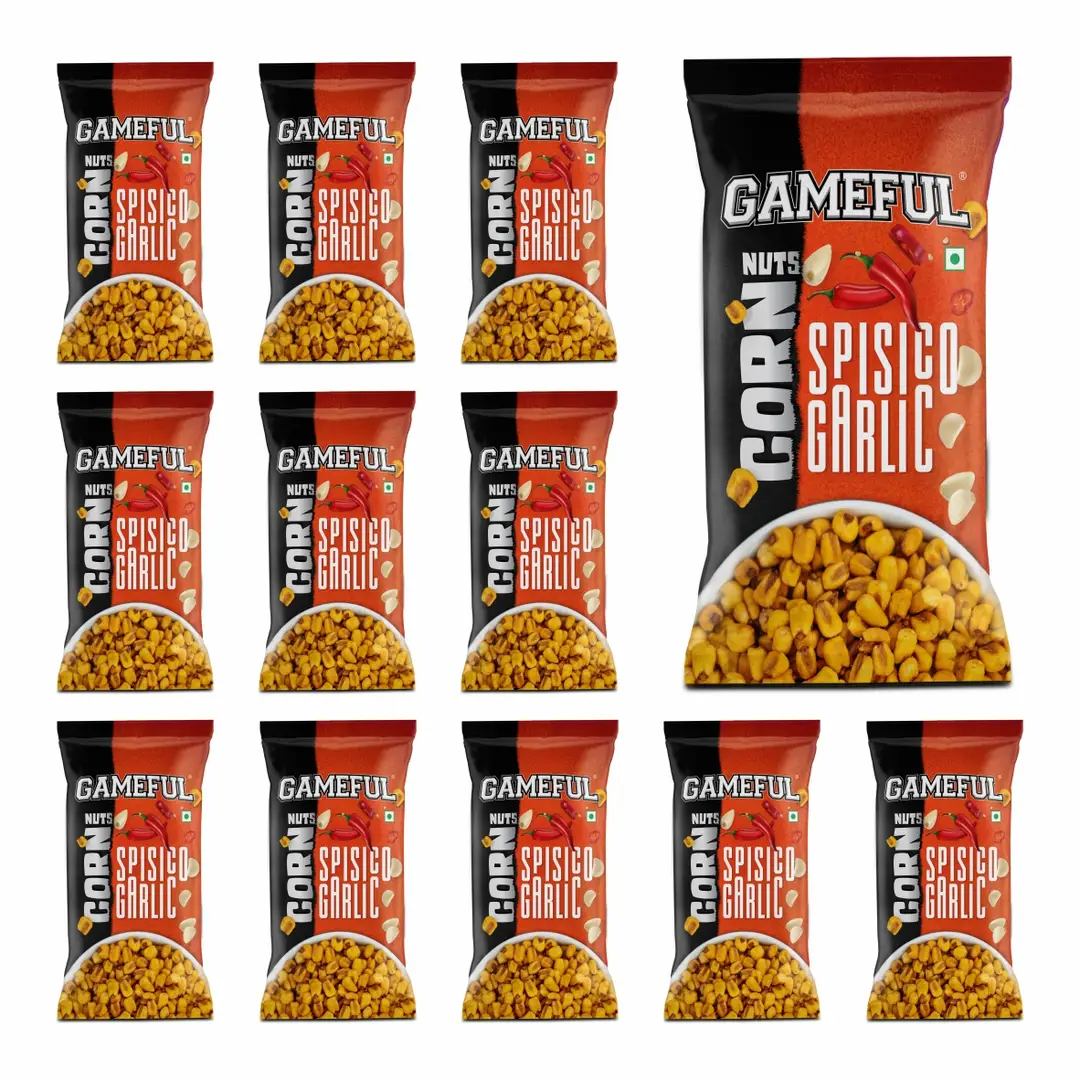 Gameful Spisico Garlic Corn Nut - Pack of 12 (216 gm)