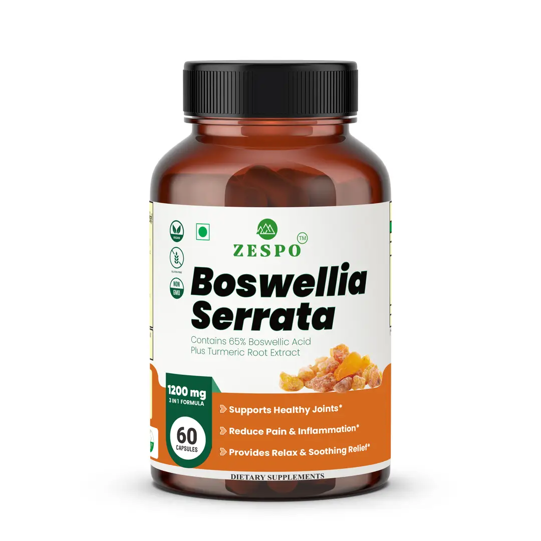 Zespo Boswellia Serrata with Turmeric and Burdock Root for Joint Support and Pain Relief - Pack of 1(60 Capsules)